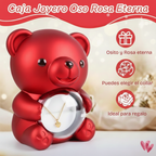 Osito con rosa eterna y collar personalizado