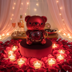 Osito con rosa eterna y collar personalizado